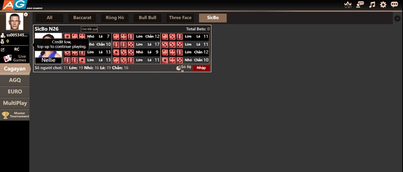 Sicbo - siêu phẩm được đón nhận nhiều nhất tại AG Casino