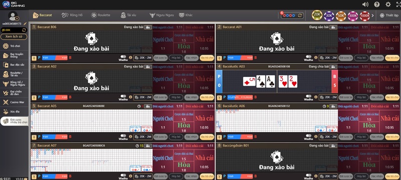 Đặt cược đa bàn tại BigGaming Casino