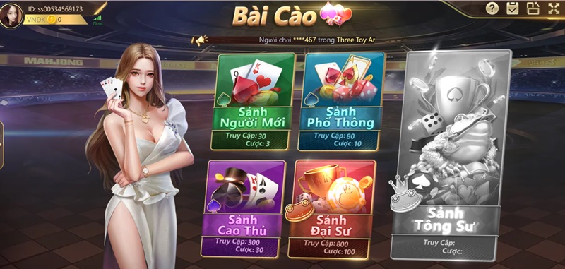 Chọn sảnh khi chơi Three Toy