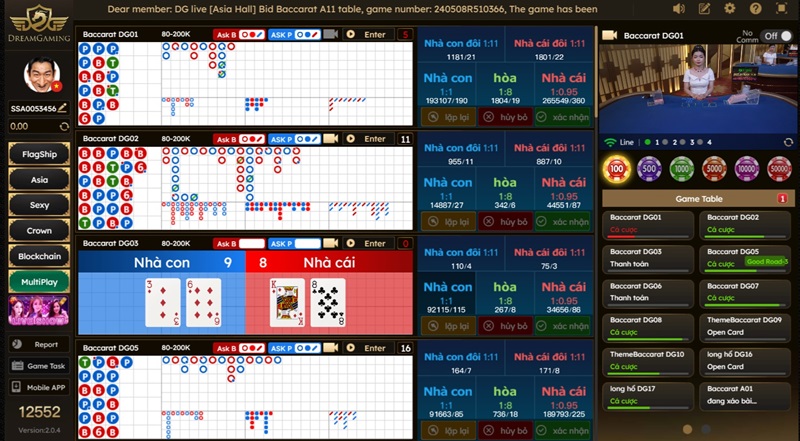 Sảnh Multipay tại DG Casino