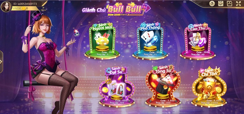 Giao diện tổng quan của game Bull Bull