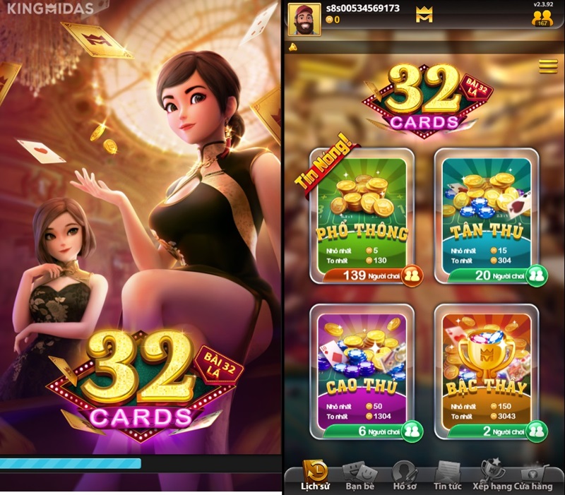 Tổng quan về giao diện game 32 Cards