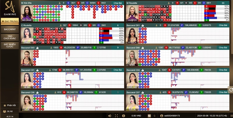 Giao diện SA Casino hài hoà