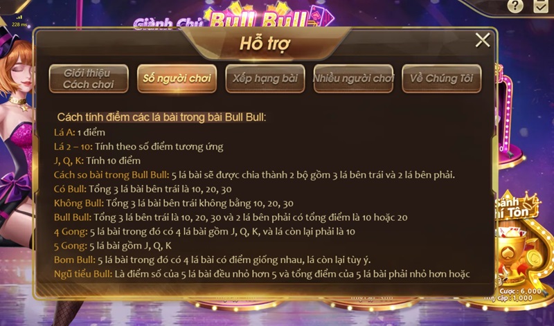 Luật chơi cơ bản của game Bull Bull