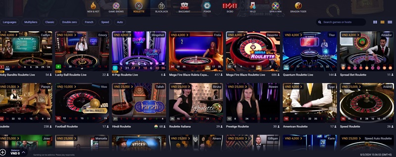 Vô vàn bàn chơi roulette tại Playtech Casino