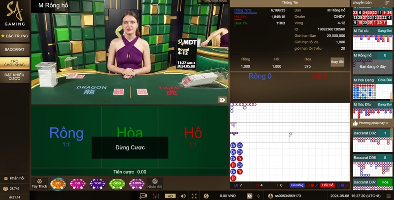 Dragon Tiger - siêu phẩm rất ăn khách tại SA Casino