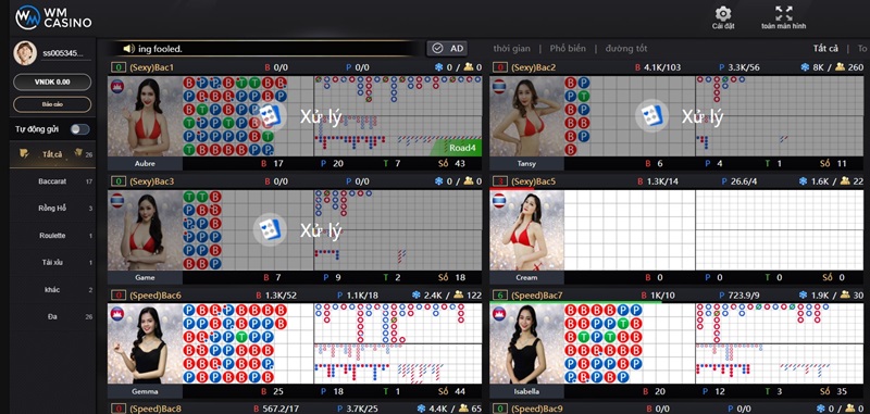 Giao diện WM Casino nổi bật